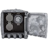 Waldbeck Timer Rock - Distribuidor Toma de Corriente- Uso Exterior- Estación Decorativa- 2 Cajas Enchufe- Contacto…